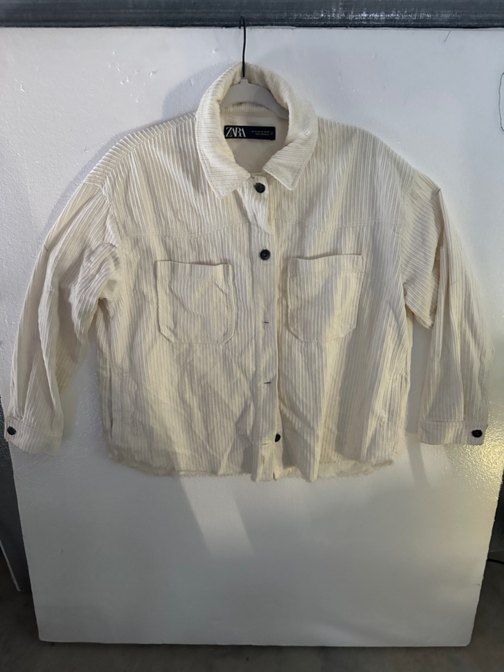 Zara Off-White Corduroy Button Jacket